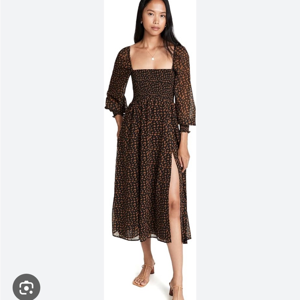 Elegant Black Floral Long Sleeve Dress